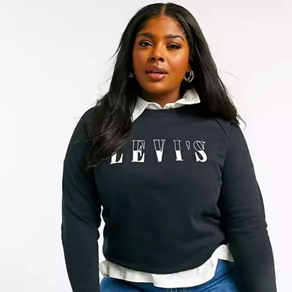 Levi's Plus graphic relaxed sweatshirt in black, size 1X - Picture 2 of 7